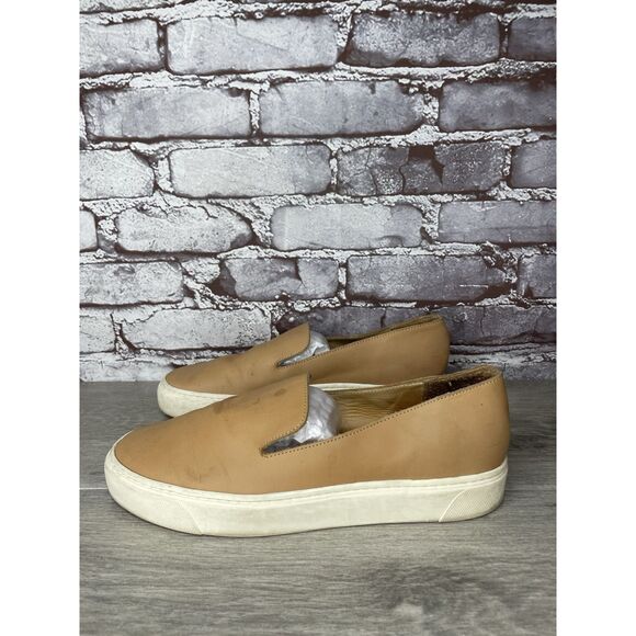 Nisolo Vibram Tan Brown Leather Slip On Sneakers Shoes Women’s Sz 9M US/40EU - Picture 1 of 16